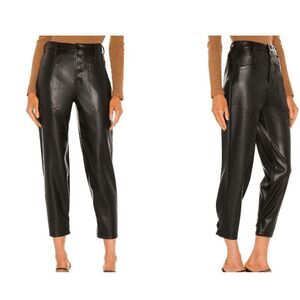 NWT Pistola Tammy High Rise Trouser Slate Black Faux Leather Button Fly Size 18W